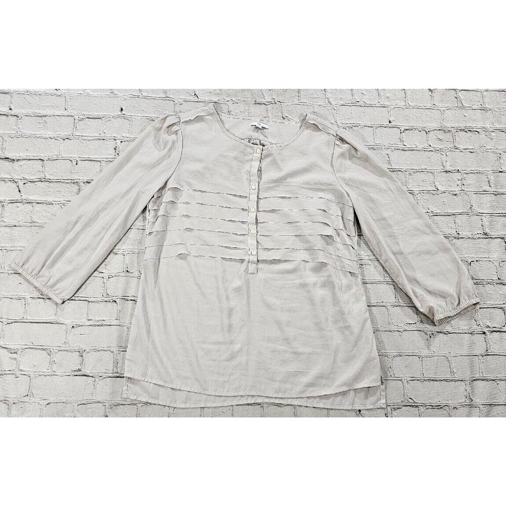 Gap Sheer Gray 3/4 Sleeve Ruffle Blouse WOMENS SIZE MEDIUM